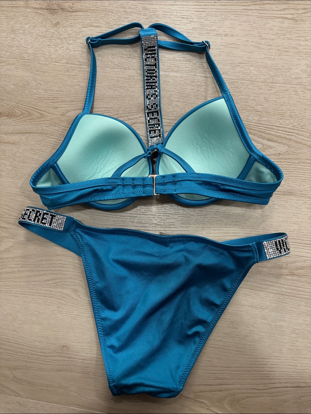Rhinestone Strap Teal Bikini Set Victoria’s Secret - Picture 2 of 2